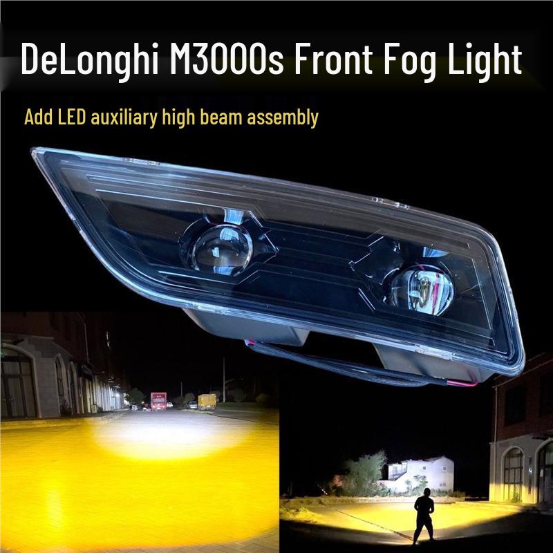 Shaanxi Delong M3000S LED Fog Lights: High-Brightness, Yellow/White, Waterproof, Dual-Lens, Ideal for Retrofitting. Left