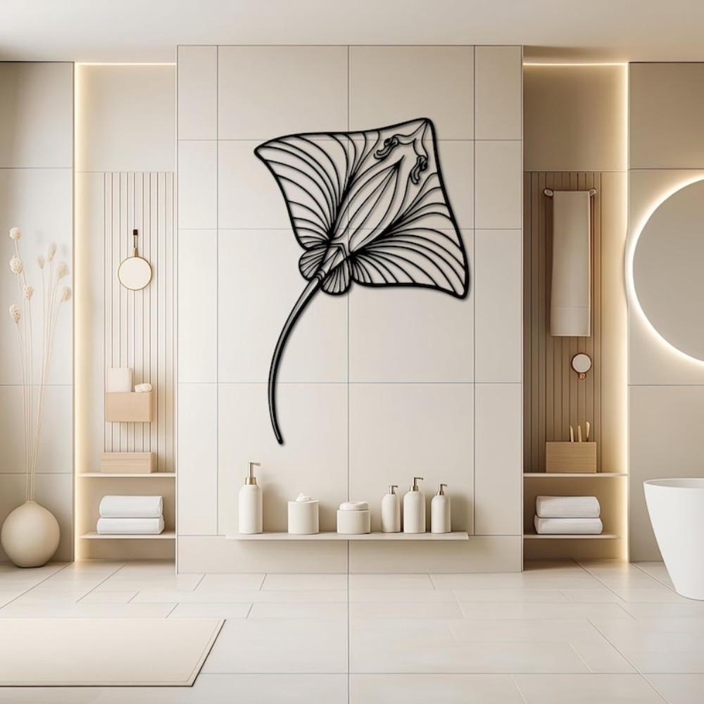 Stingray Metal Wall Art Manta Ray Line Decor Ocean Sea Life Home Coastal Marine Lover Gift