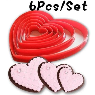 6 Pezzi Cuore Biscotto Biscotto Fondente Stampi Fatti a Mano Tagliabiscotti per Torta Strumenti Decorativi Stampo Set Artigianato Zucchero Stampini Tagliabiscotti in Plastica