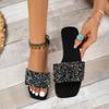 Flat Slippers for Women 2025 Summer Designer  Big Size Rhinestone Flip-flops Ladies Fashion Casual Sequin Slipper Shoes Woman