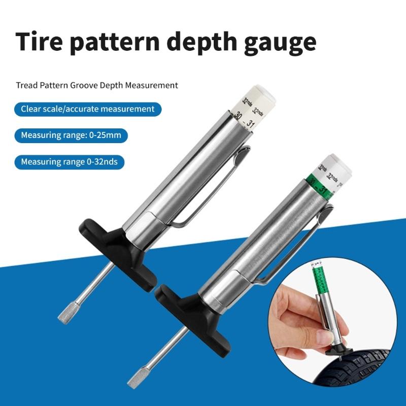 Tire Treads Depth Gauges Grooves Measure Tool Steel Auto Car Truck Depthometer Tire Depth Gauges 0-25mm
