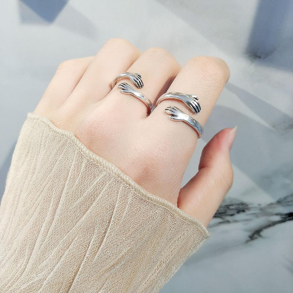 Vintage Alphabet Wrap Around Adjustable Hug Ring Couple Jewelry New Arrival Fashion Statement Band For Him And Her
