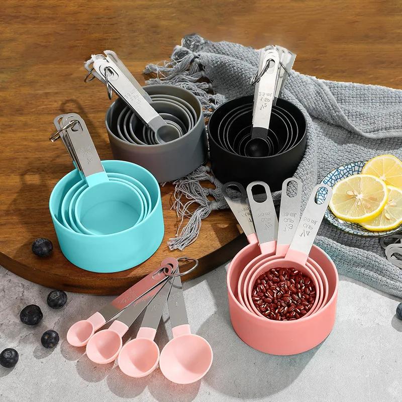 8PCS/Collection Stainless-steel Measurement Cup and Spoon Collection featuring Measurer designed for Accurate Baking and Cooking Grain Dessert