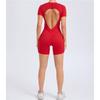 European And American Three-dimensional Beauty Sports One-piece Yoga Clothes One-piece Tight-fitting Short-sleeved Halter One-piece Fitness Clothes