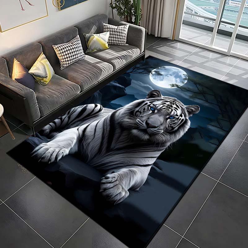 Luxuriöser Samt-Nachttiger-Teppich für Schlafzimmer und Wohnzimmer, Heimdekoration, rutschfeste Matte für das Bett
