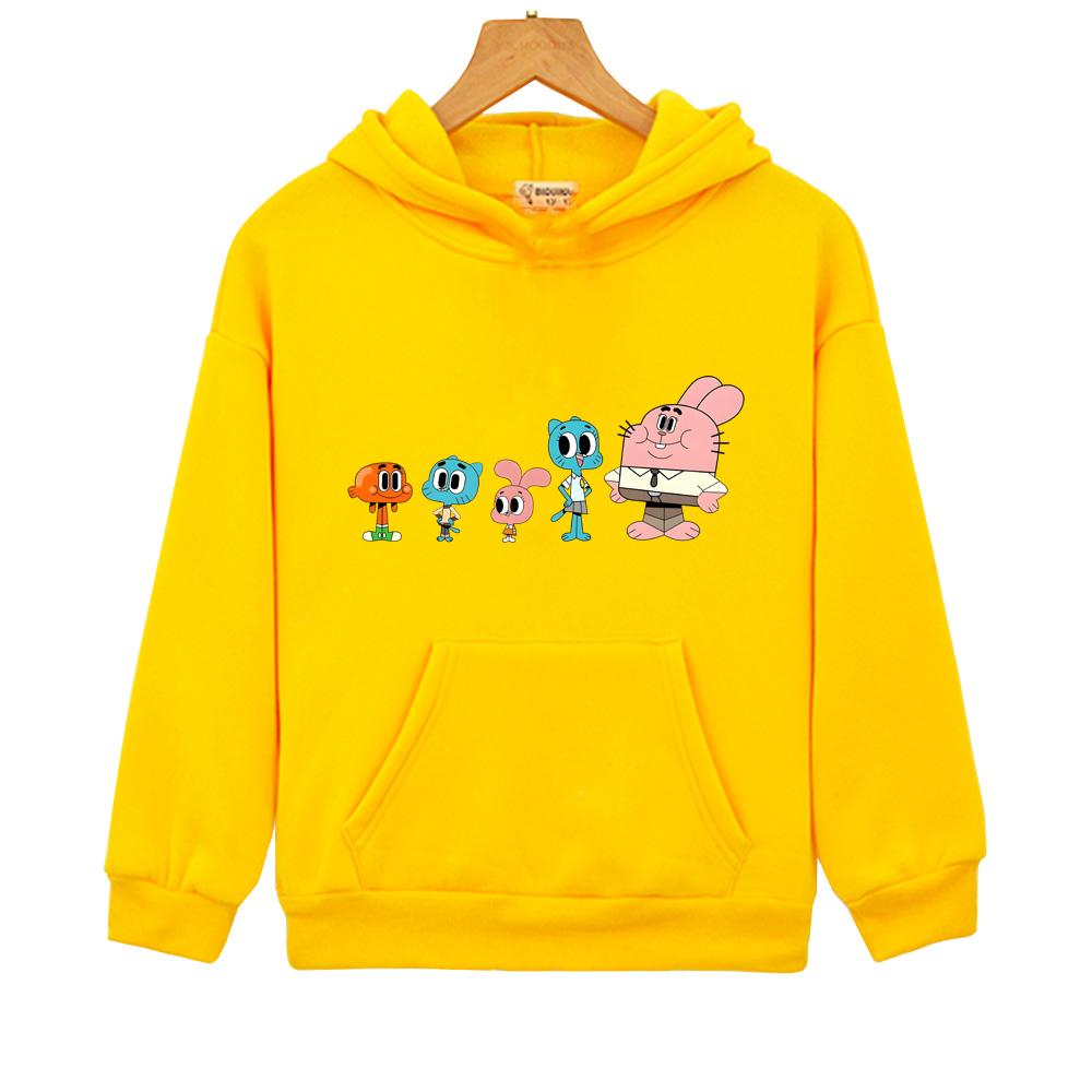 The Wonderfully Weird World of Gumball Anime Hoodies Casual Fleece Sweatshirts Kawai Children Pullovers Cute Clothes with Pocket