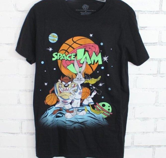 Space Jam Kreslené Tričko s Vintage Grafikou