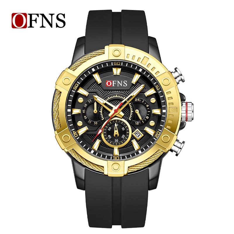 OFNS Men s Luminous Quartz Sports Wristwatch - Fashionable, Waterproof, Three-Hand Display