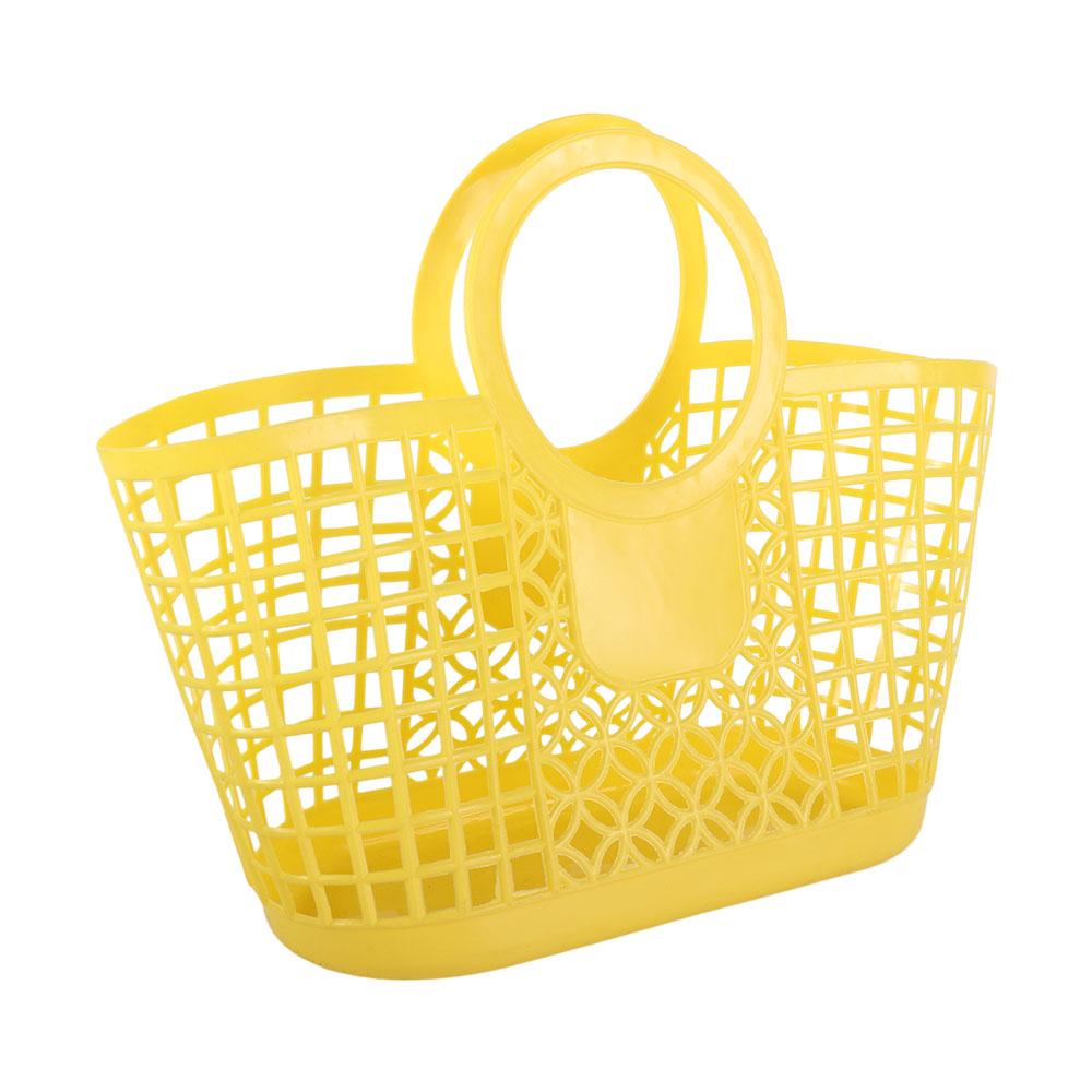 Plastic Durable Hollow Practical Hand-Held  Organizer Basket Kitchen Bathroom Accessories Storage Basket жёлтый