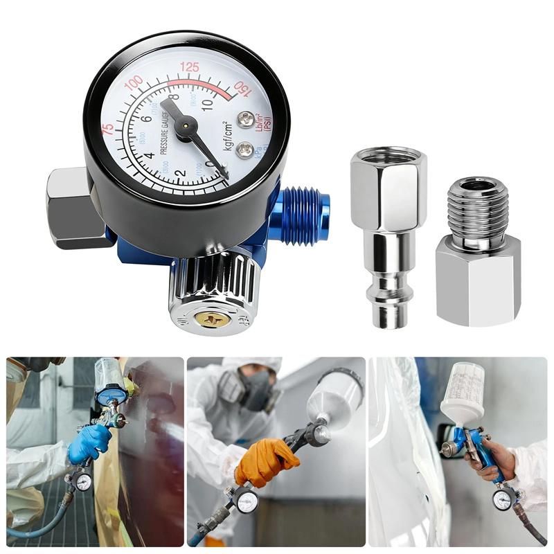 1/4" Air Pressure Regulator Spray Paint Gun Pressure Gauge Pneumatic Tool Accessory General General Pressure Regulating Valve