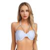S-XXL Women‘s Glitter Mermaid Bikini Top: Halter Neck with Pearl Chains, Shell Shape & Light Padding for Beach Party