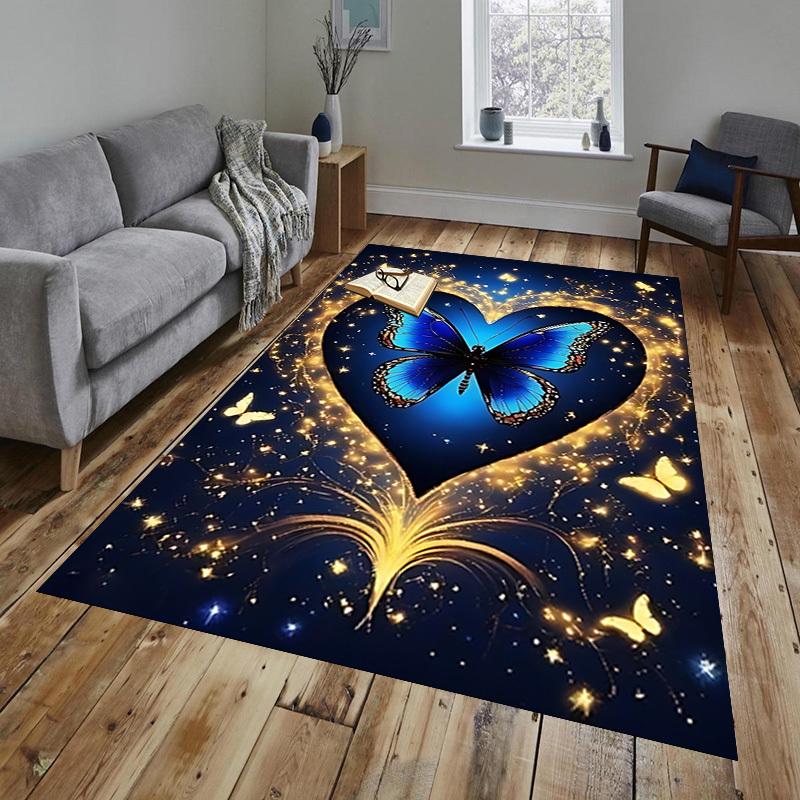 Butterfly Heart Pattern Area Rug, Office Carpet Indoor Outdoor Entrance Doormat, Non-Slip Soft And Comfortable, Living Room, C122082