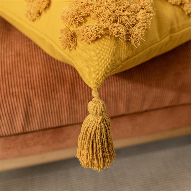 Tassel Cushion Cover 30x50cm /45x45cm Embroidered Throw Pillow Covers Home Decor Car Sofa Pillowcase For Living Room Beige Yellow