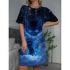 Plus Size Casual Dress with Cute Girl Print and Round Neck