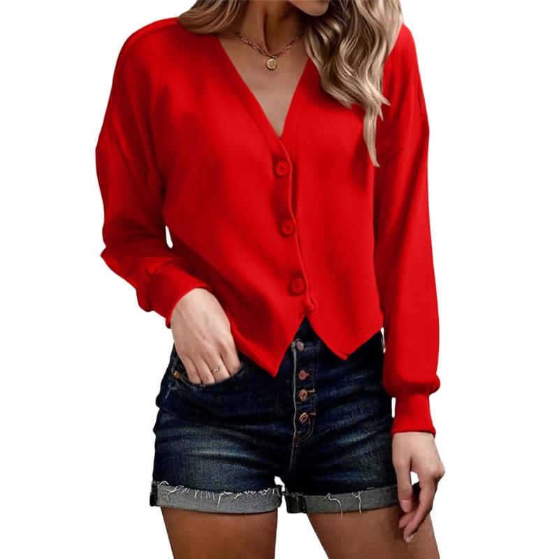 Minimalist Long Sleeve Button Down Knit Sweater Womens Lightweight Stretch Fabric Easy Layering Oversized Cardigan Coat