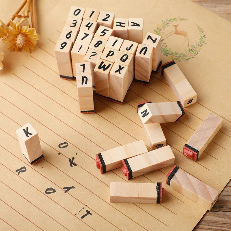 DIY Wooden Journal Stamp Set: Includes Numbers, Letters, Symbols, and Ink Pad for Journals