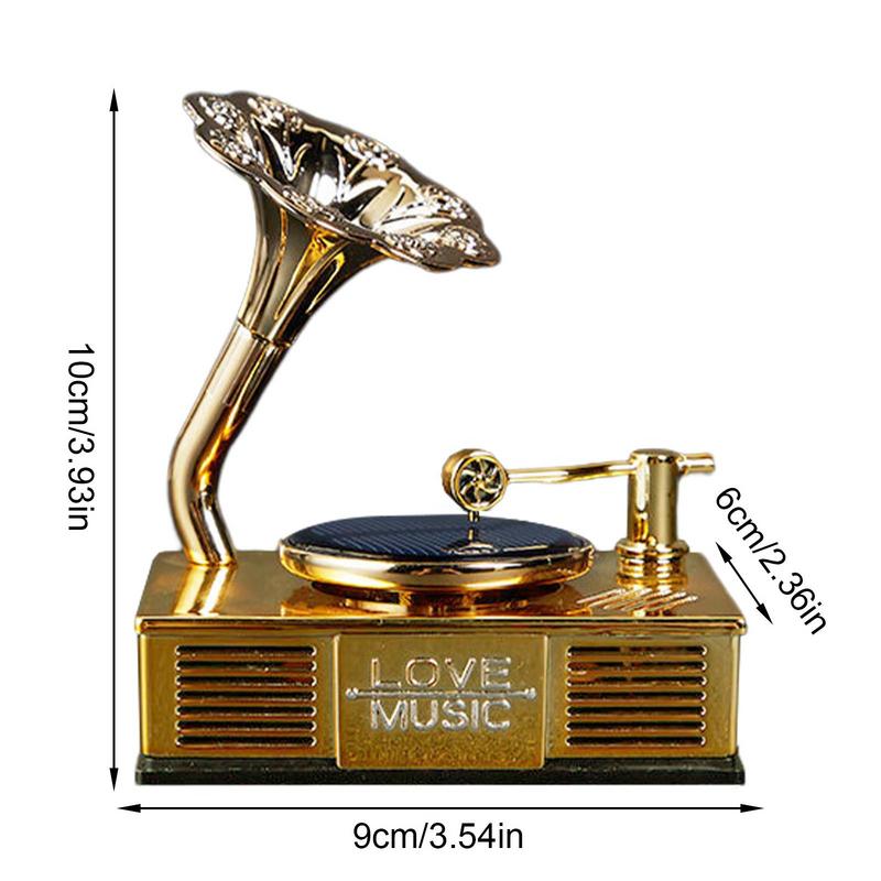 Osvěžovač vzduchu do auta, solární, starožitný, fonografický, energetický gramofon, rotující parfém, vůně pro automobily, příslušenství do interiéru