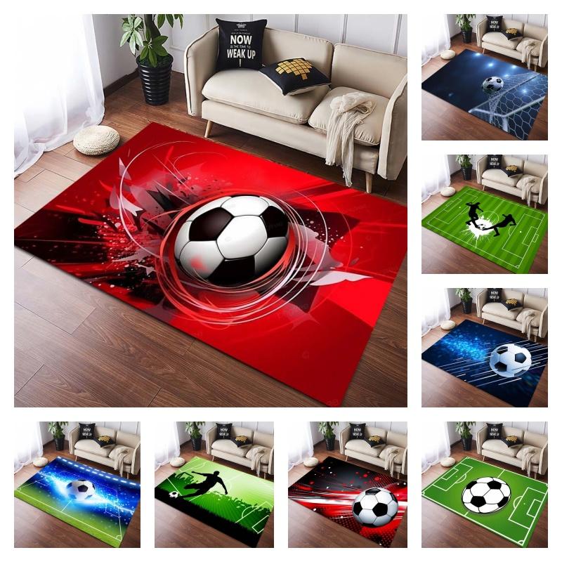 Red Abstract Swirl Splatter Classic Soccer Graphic Non Slip Area Rug Washable Sports Football Fan Living Bedroom Game Room Decor Floor Carpet