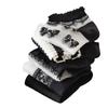Women's Short Socks for Spring and Summer, Thin Lace Stockings, Sweat-absorbing, Trendy Black Short Boat Socks, Versatile