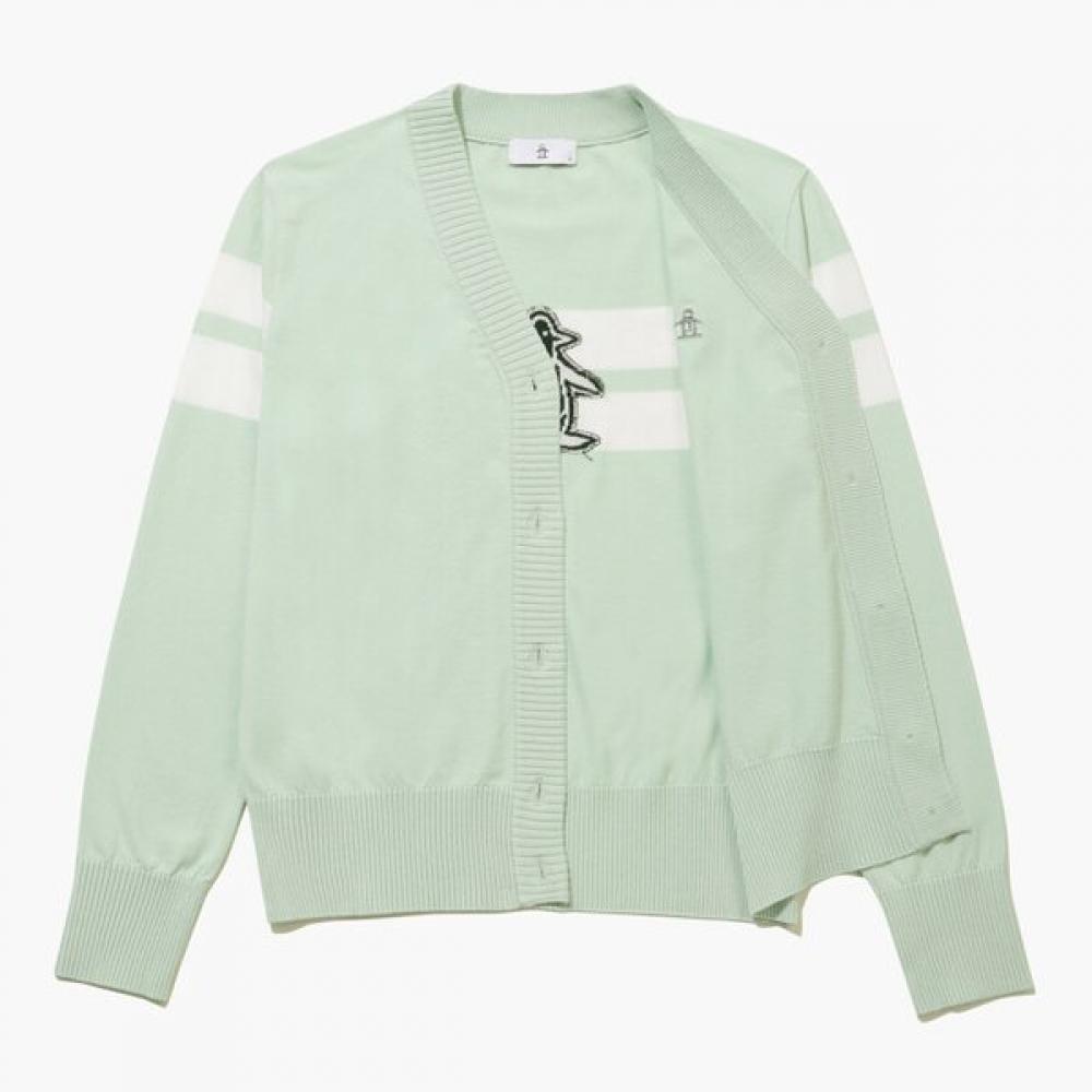 Munsingwear Women V Neck Colorblock Cardigan Mint Mr122lsw15