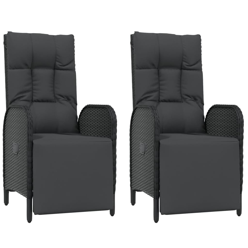 Vidaxl Folding Garden Chairs With Cushions, 2 Pcs., Poly Rattan