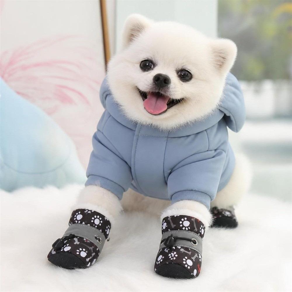 4Pcs Warm Winter Dog Shoes Plush Cats Puppy Socks Fashion Pet Shoes Cat