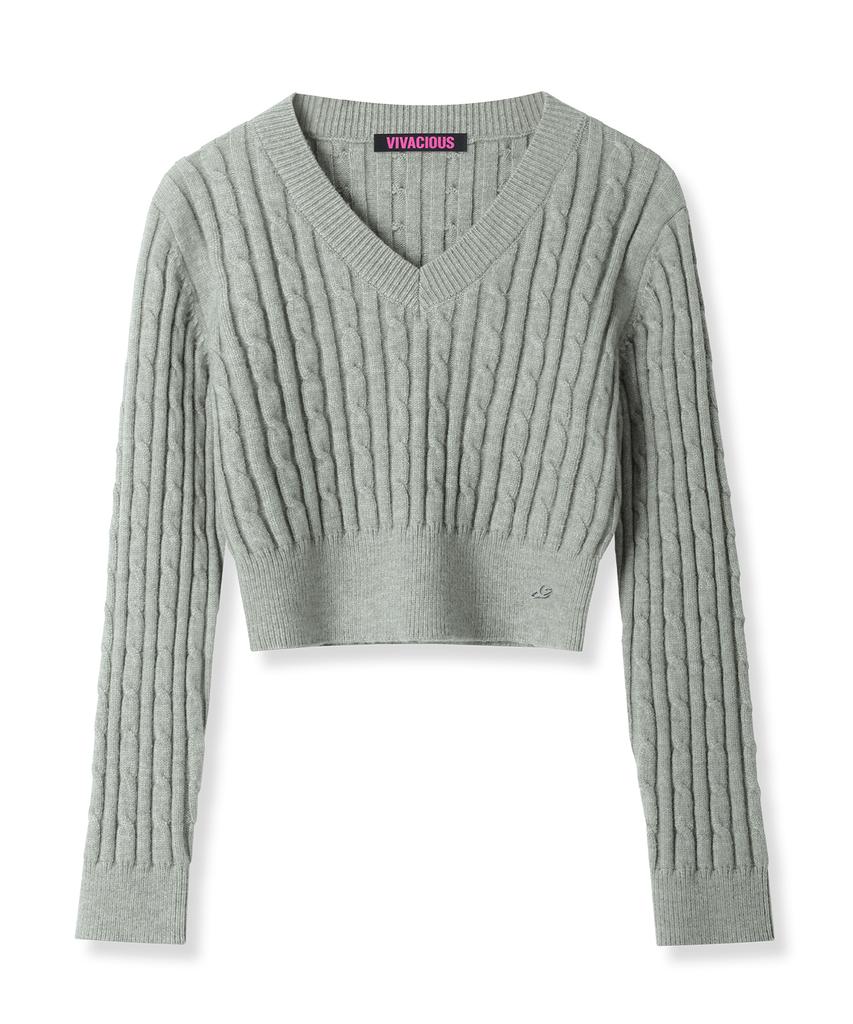 VIVACIOUS V-Neck Cable Knit_7Colors