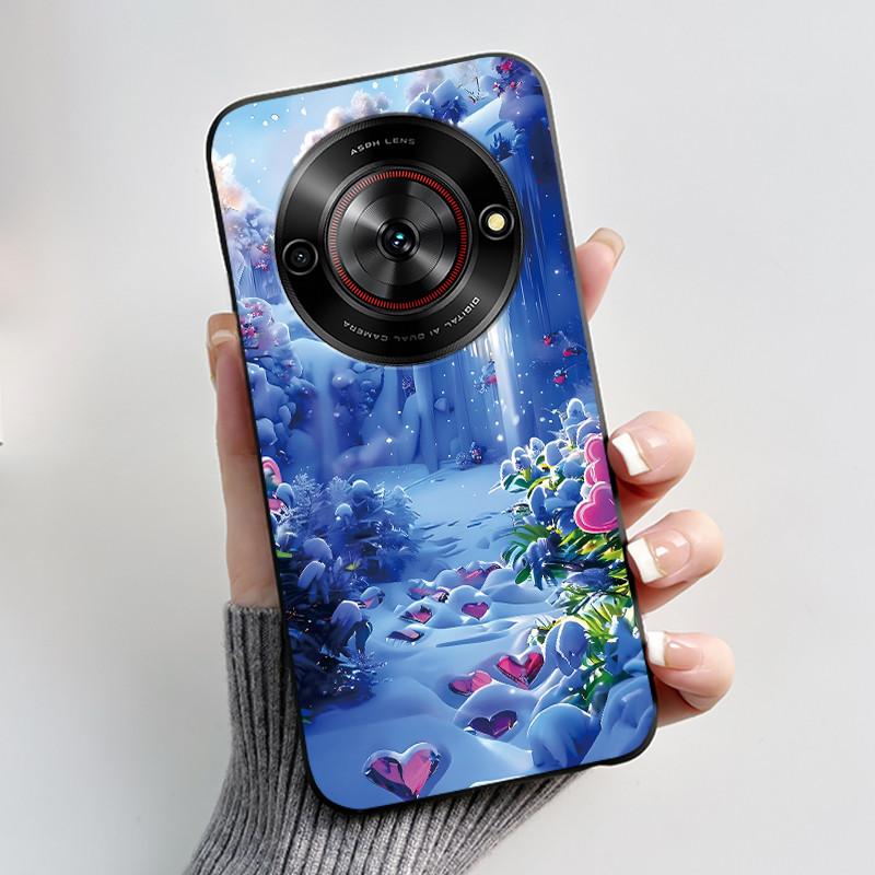 Cute Cartoon Case For ZTE Blade A75 5G/Nubia Focus 5G/Nubia Calf 5G Printing Shell Protective Cover Soft Silicone Black Casing