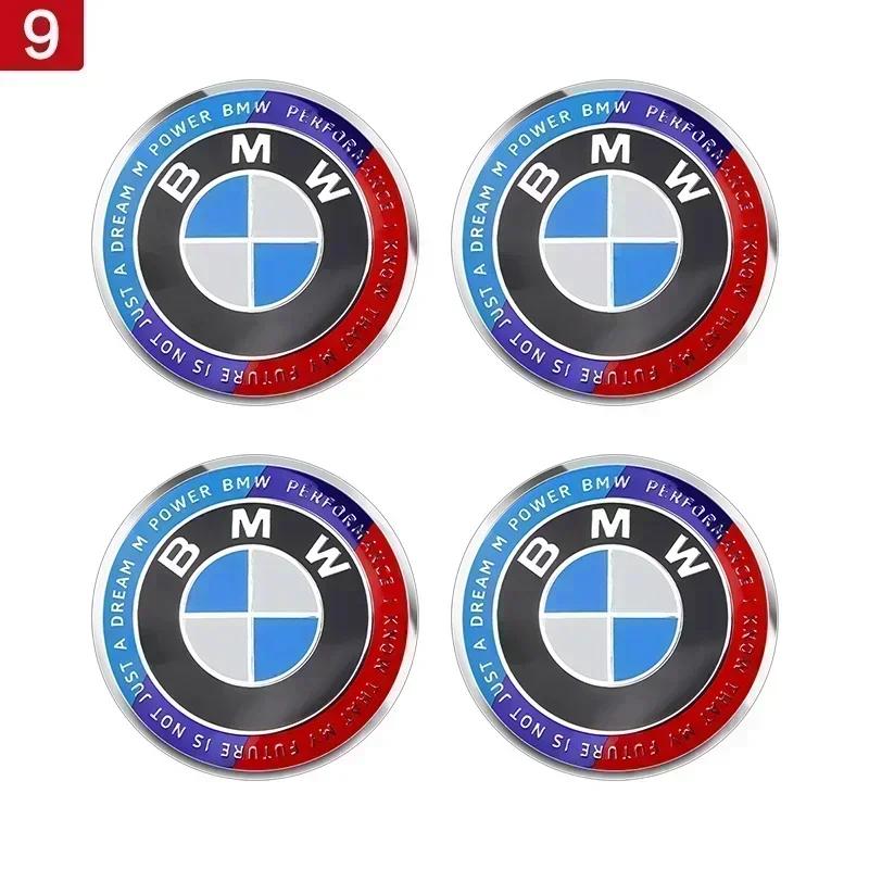 XZXCK1 For BMW New 2025 4PCS 56MM 60MM 65MM Car Emblem Wheel Center Hub Caps Stickers for BMW E28 E32 E34 E53 E64 F10 F20 F30 X1 X3 X5