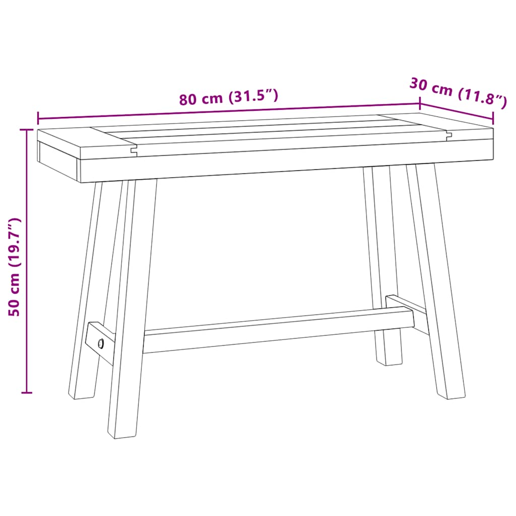Bank 80 cm Solid Teak Wood