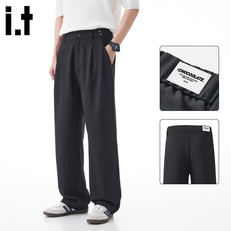 CHOCOOLATEit Men s Ice Silk Straight-Leg Trousers 4XL чёрный