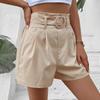 Woman's Fashion Bottoms Solid Color Shorts with Waist Belt