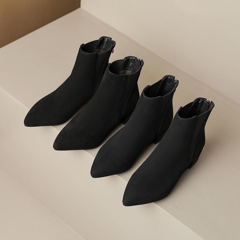 Fashion AIYUQI 2025 New Style Women's Chelsea Boots Genuine Leather Thick Heel Women Short Boots Large Size Pointed Toe Female Boots