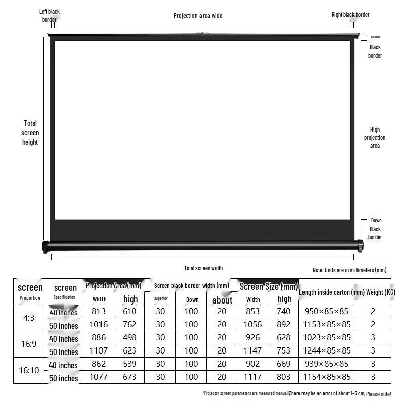 PInYUE 40-inch 4:3 Portable Desktop Projector Screen