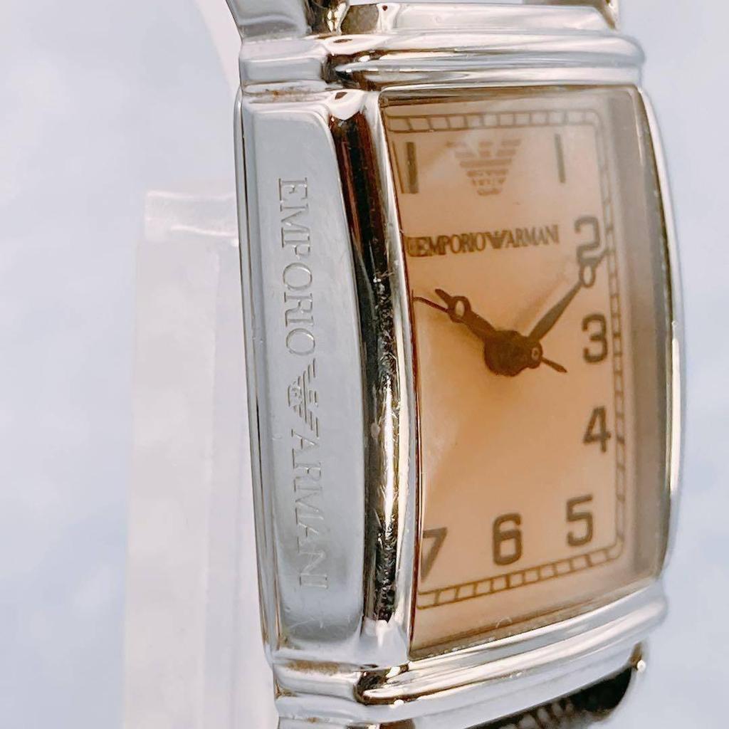 Used [Working item] Good condition EMPORIO ARMANI stainless steel watch square men's Emporio Armani orange beige brown
