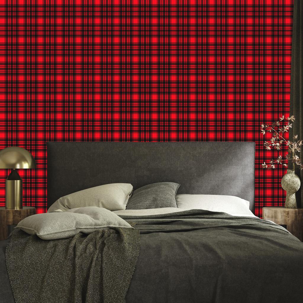 Red Burgundy Checkered Wallpaper for Living Room and Bedroom 50x1000