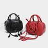 New Rose Flower Design Handbag Women High-end Versatile Floral Crossbody Bag Red And Black PU Zipper Style Single Shoulder Bag