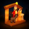 5.9FT Inflatable Christmas Nativity Scene Decor Holy Family Donkey Lamb LED Supplies Home Ornament Gift Toy Xmas Yard Decoration
