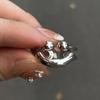 Charm Vintage Cute Simple Smile Adjustable Ring Silver Color Engagement Wedding Rings Jewelry Gift for Men and Women