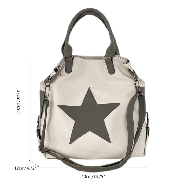 Damen Canvas Umhängetasche Ästhetische Stern Crossbody Tasche Handtasche mit großem Fassungsvermögen