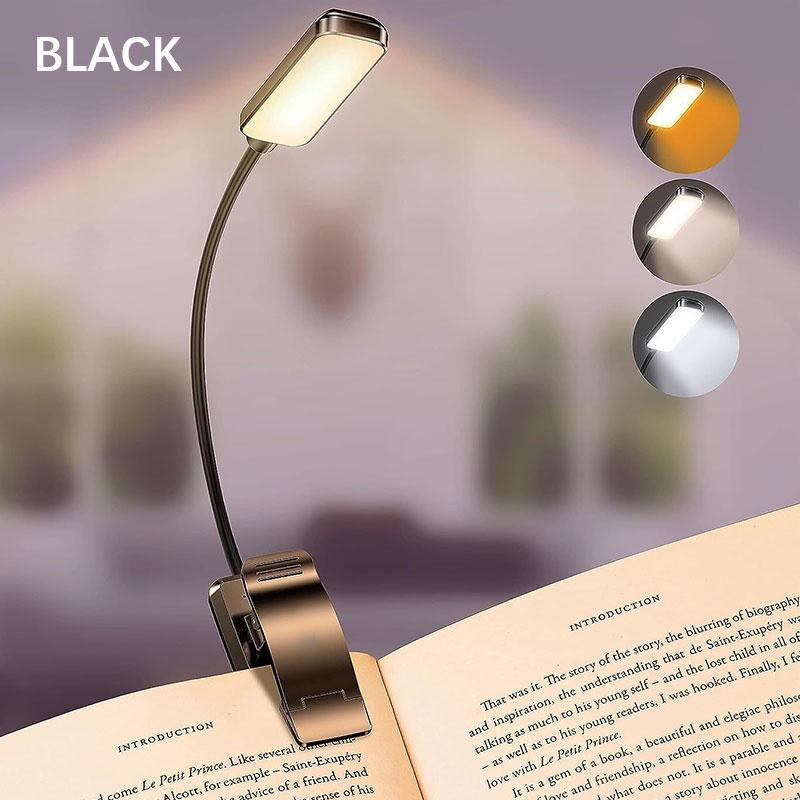 

Светодиодный перезаряжаемый светильник для книг - забота о глазах, 3 цветовых температуры, плавная регулировка яркости чёрный