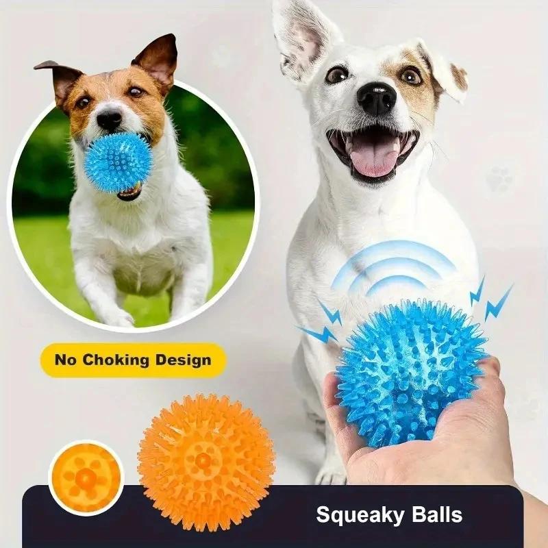 Dog Toys Squeaky Balls for Teeth Cleaning, Durable Molar Toy, Floating Bouncy Interactive Pet Toy for Oral Care