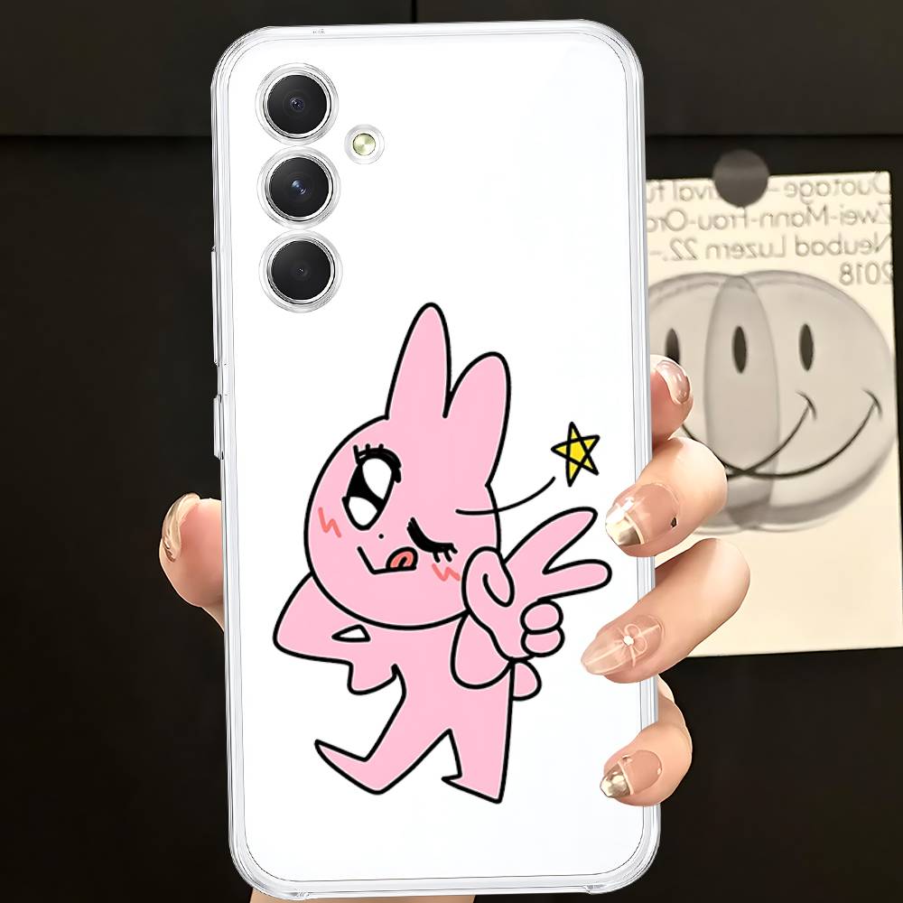 Funny My Friend Rabbit Pink HD Clear Transparent Phone Case For Samsung Galaxy A52,A12,A51,S24,S23,S22ULTRA,S21 Edge,S20LITE,Plu