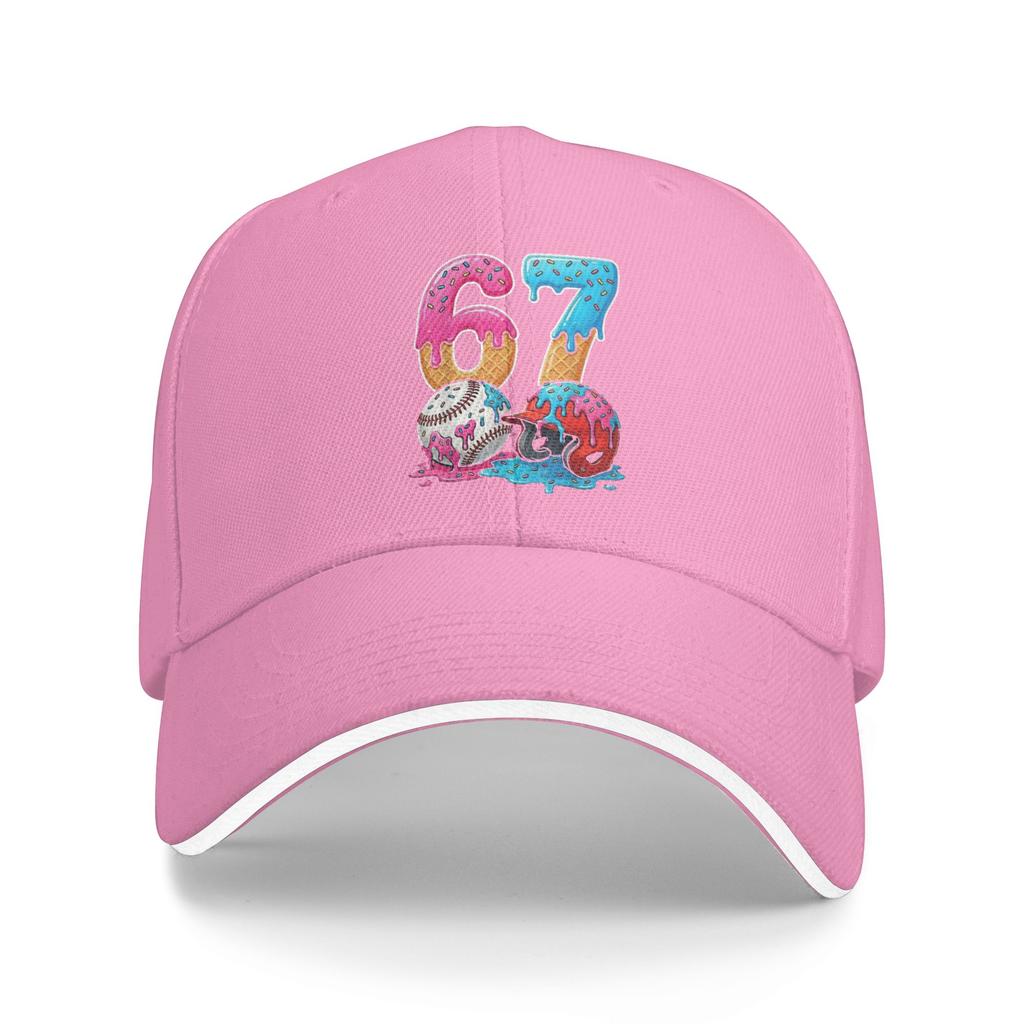 Baseball Ice Cream Drip 67 Helmet Bats Sports Game Day Casual Baseball Cap Summer Trucker Hat Breathable Outdoor Snapback Cap