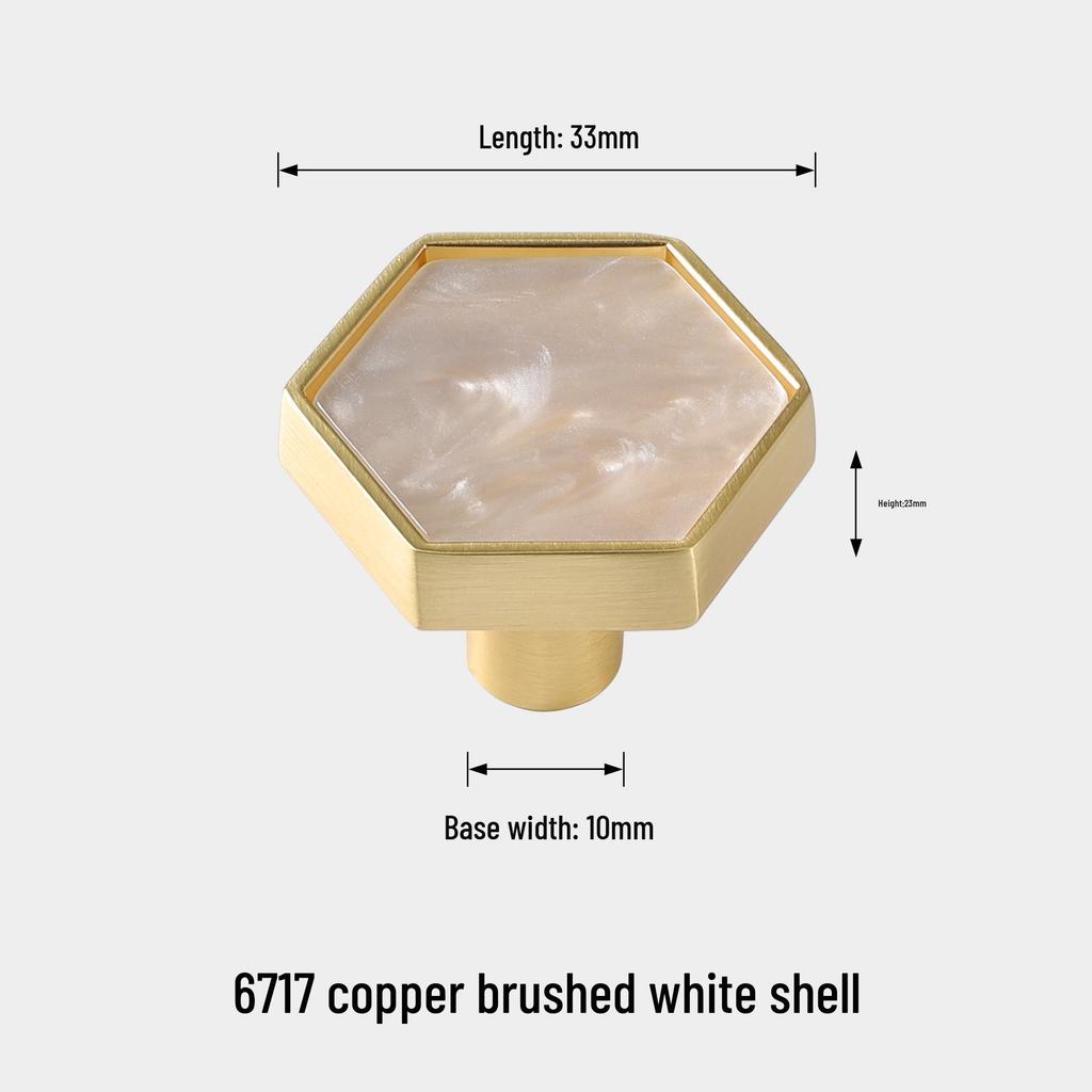 Nordic Minimalist Hexagonal Shell Handle Marble Drawer Cabinet Wardrobe Pull