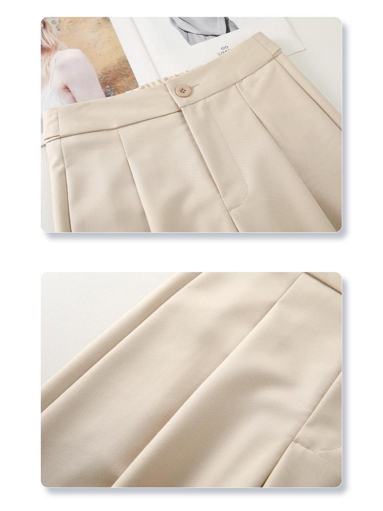 Women's 2025 Gray High-Waisted Wide-Leg Dress Pants - Spring/Autumn Casual and Drapey