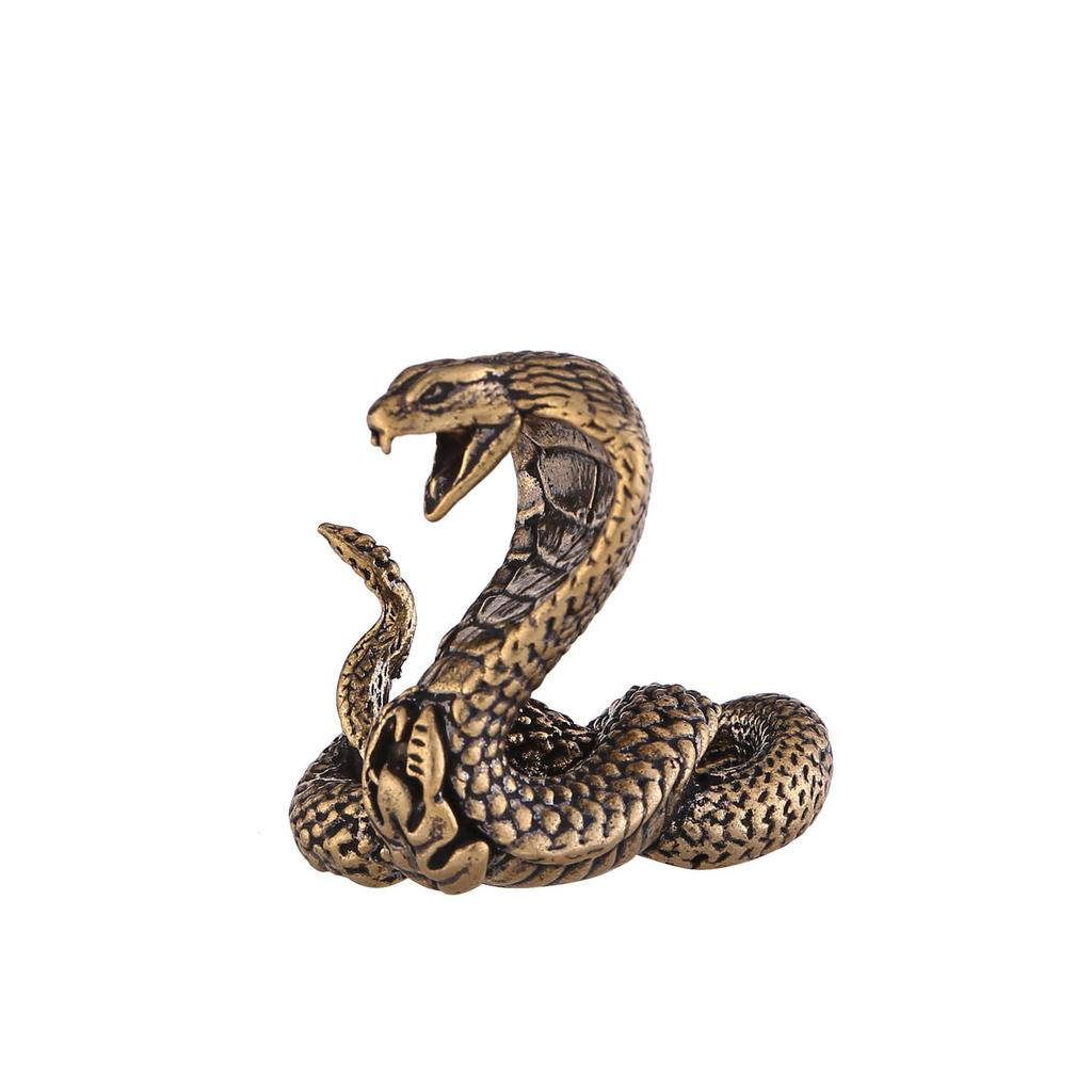 Vintage Brass Cobra Zodiac Snake Ornament for Office Desk Decoration