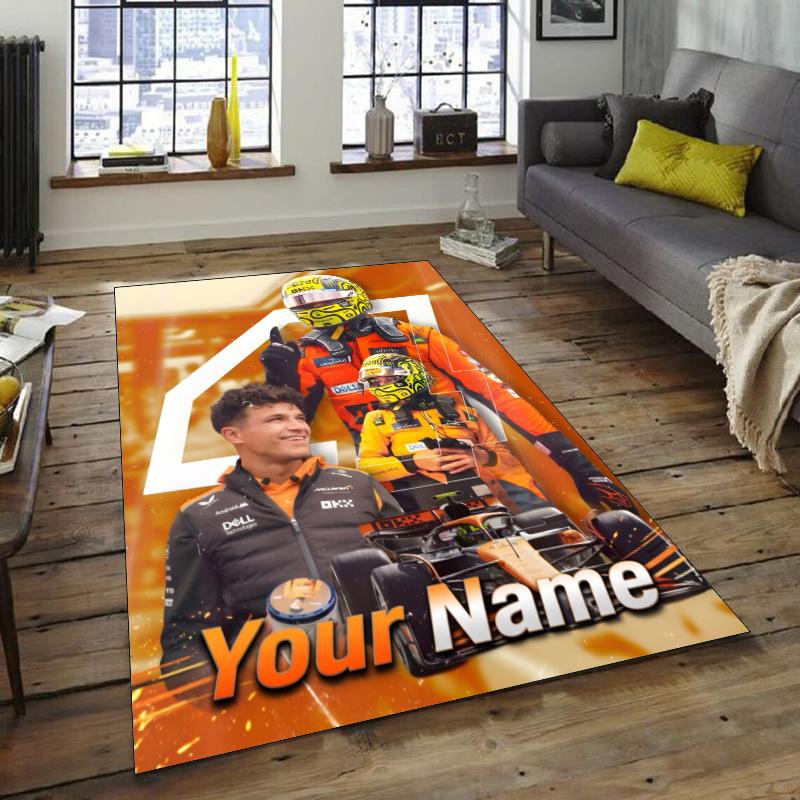 Lando Norris Design Area Rug Personalized Name- Non-Slip, Soft & Cozy Floor Mat for Living Room, Office - Indoor/Outdoor Carpet