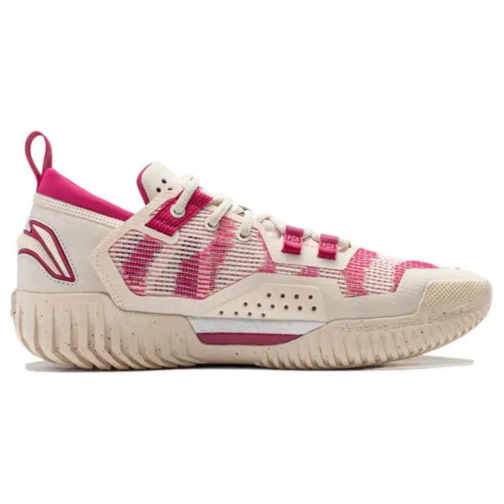 New LiNing BadFive 3 Low Cushioning Abrasion Resistant Lightweight Low Top Basketball Shoes Men's Beige White Pink ABFU005-7