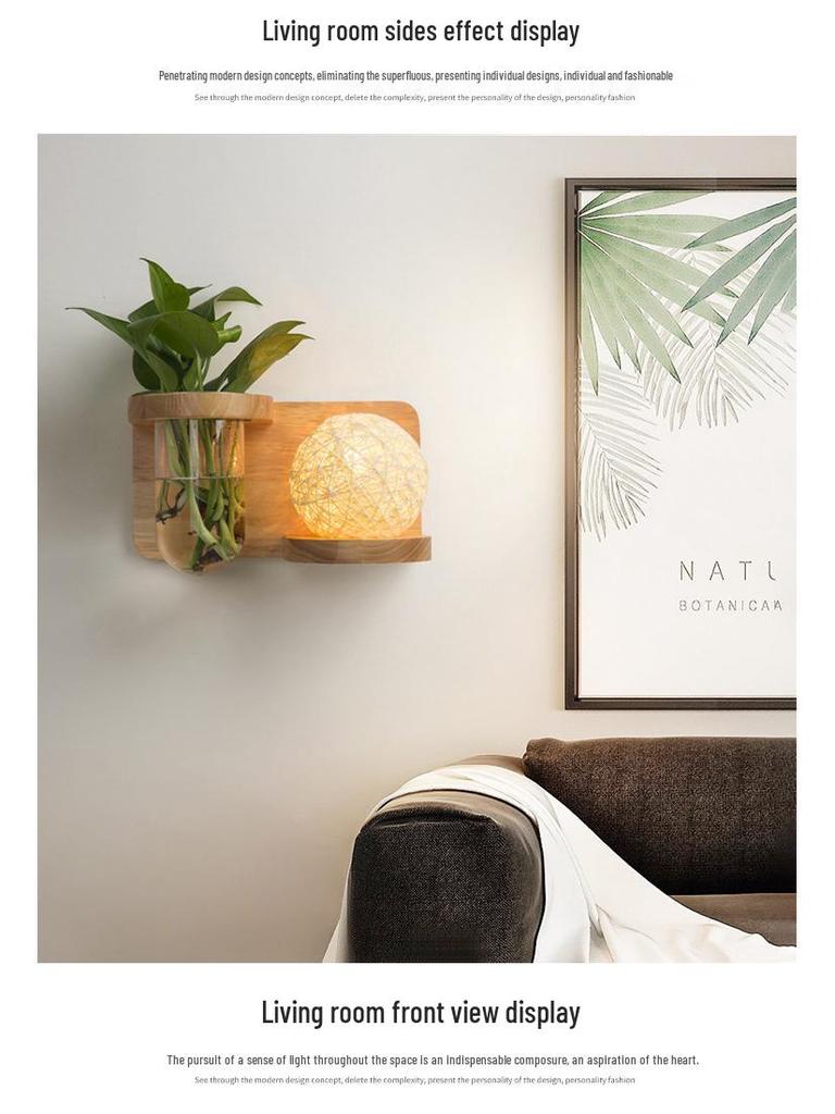 Japanese Solid Wood Nordic Wall Lamp for Bedroom, Living Room, Study, and Balcony